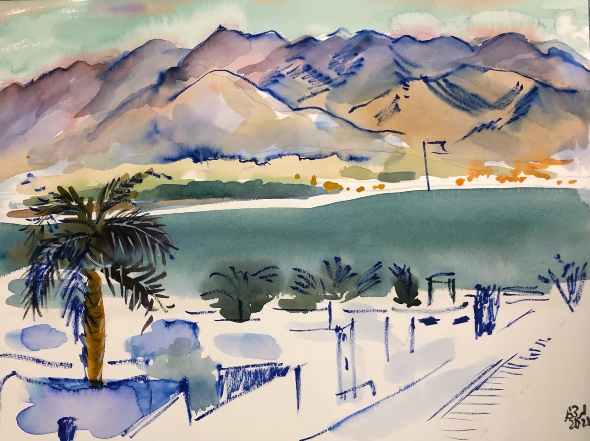 Blue Mountains Beyond the Palms