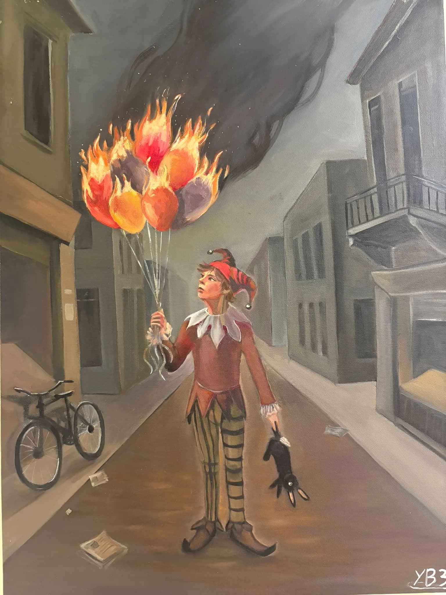 The clown with the burning balloons