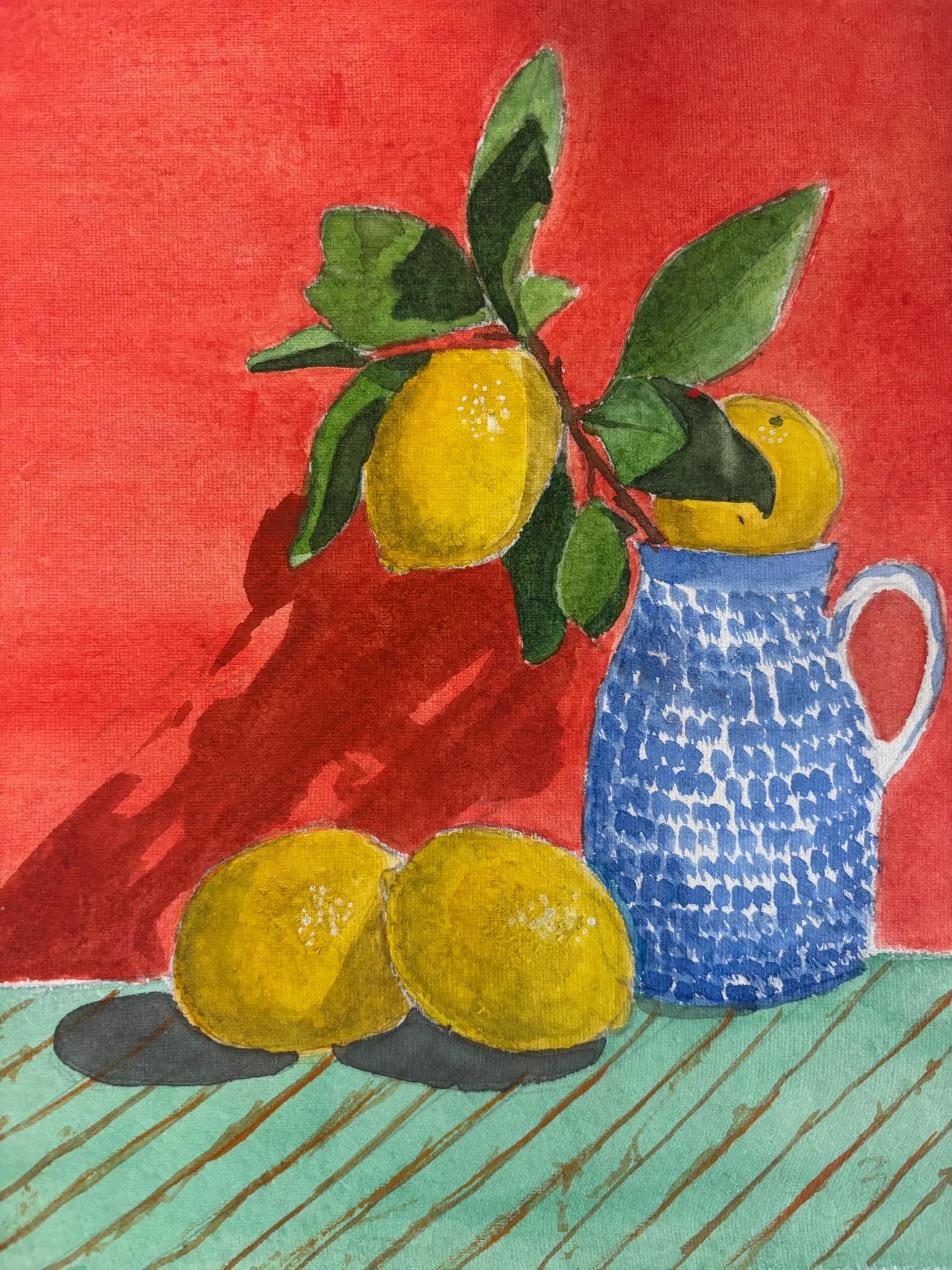 Vase and lemon