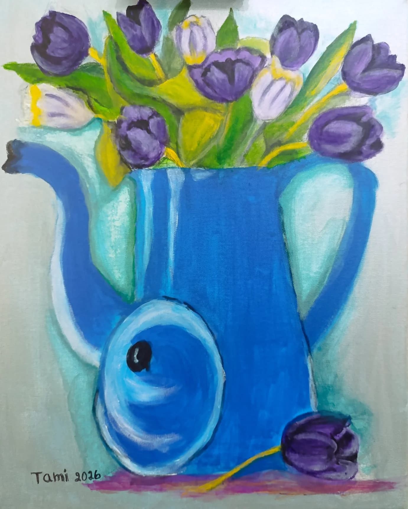 Flowers in a Blue Pitcher