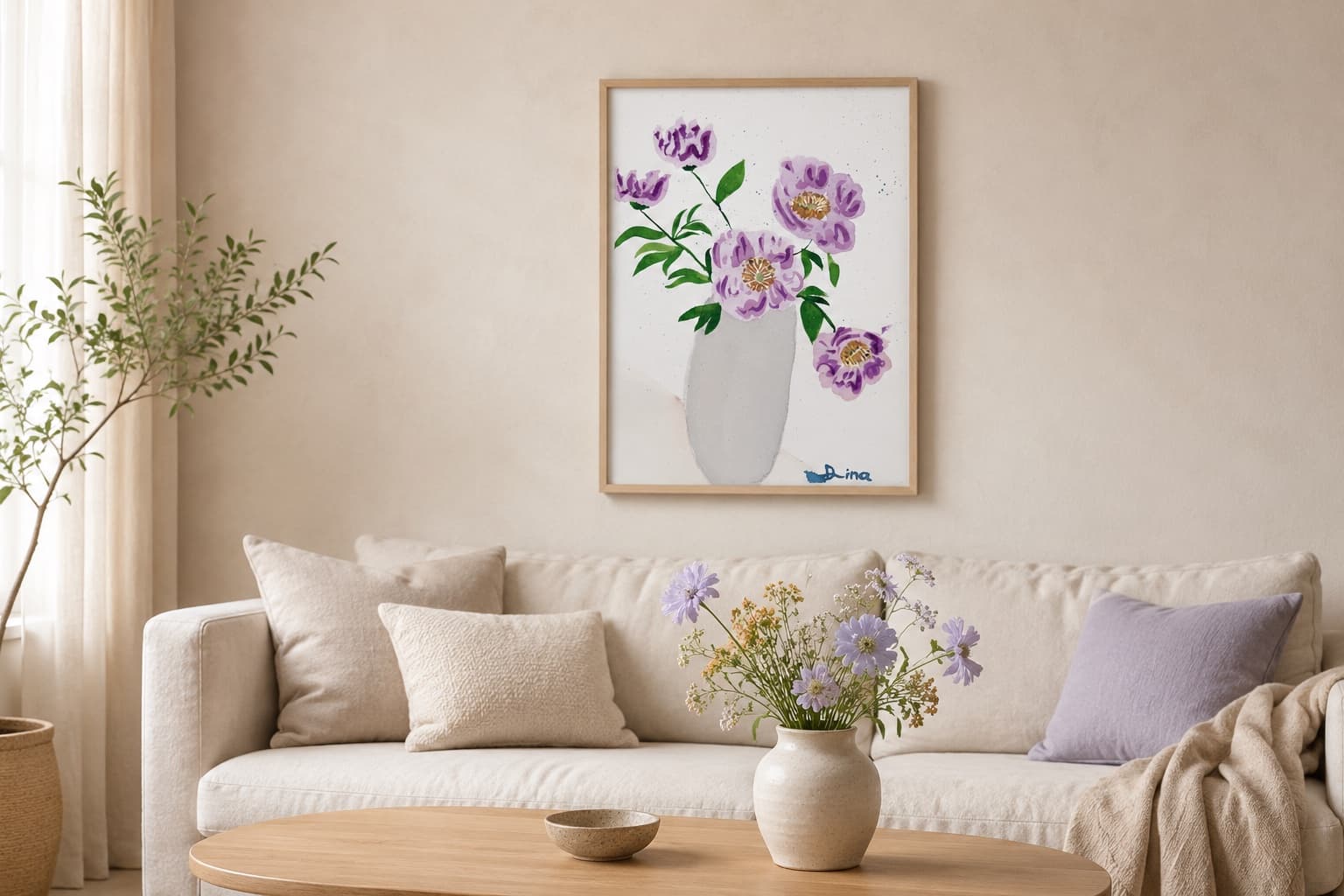 Pink Peonies in Gray Vase 2