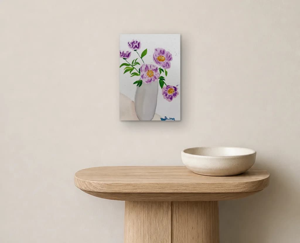 Pink Peonies in Gray Vase 3