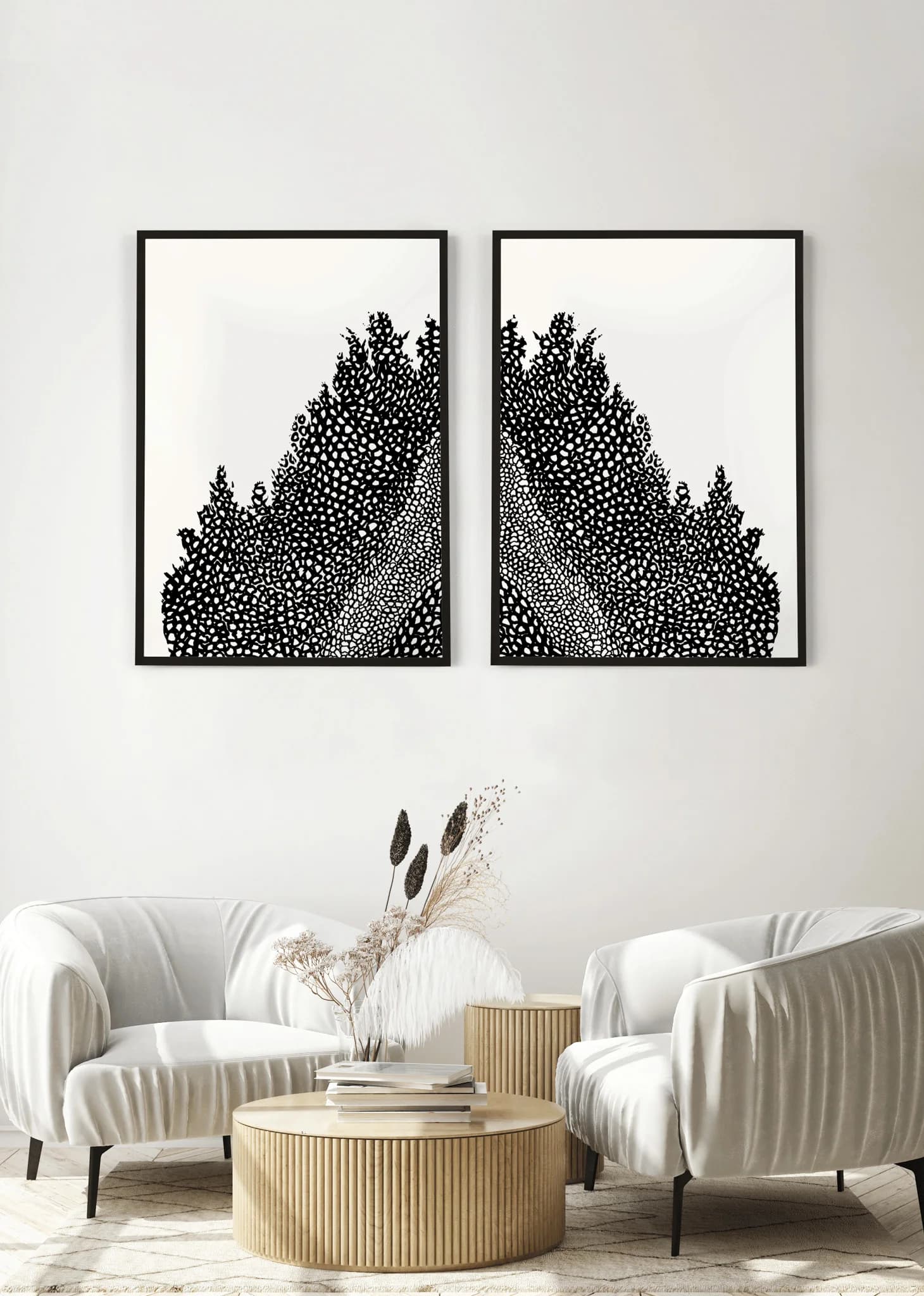 Volcano Diptych Black and White (Medium) 2