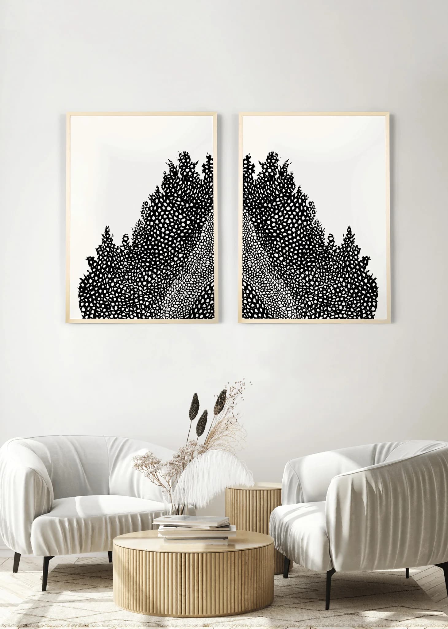 Volcano Diptych Black and White (Medium) 3