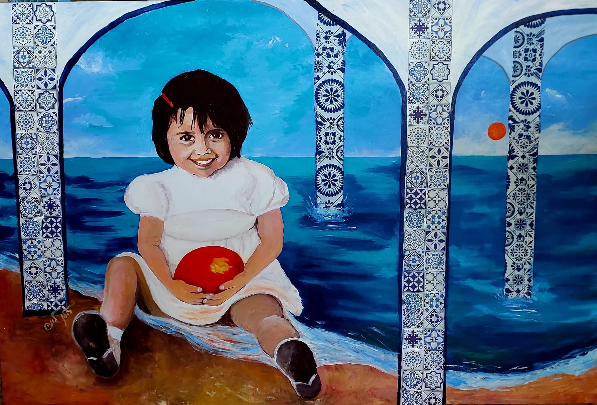Red Sphere by the Sea