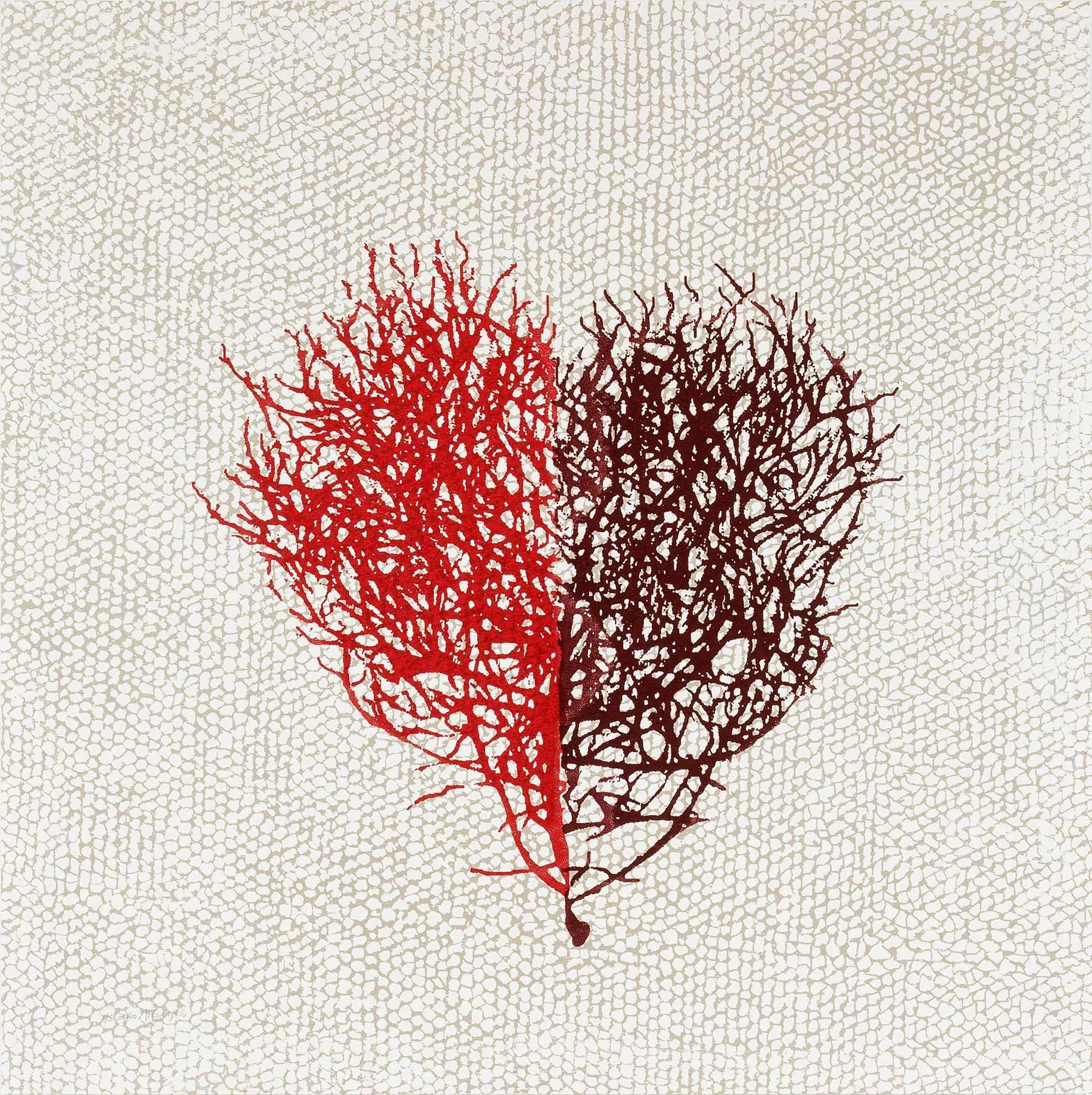 Burgundy Boat Heart-Silver Mesh 1/10