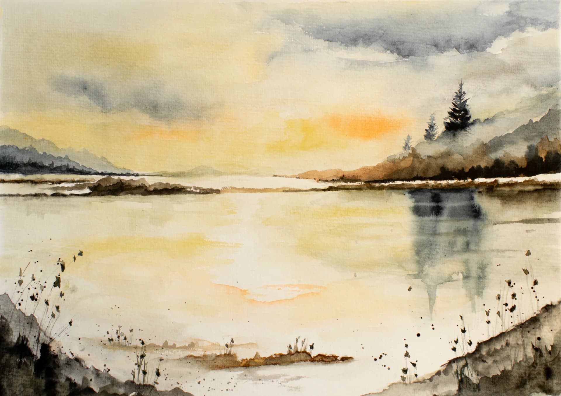 Misty Lakeside Light