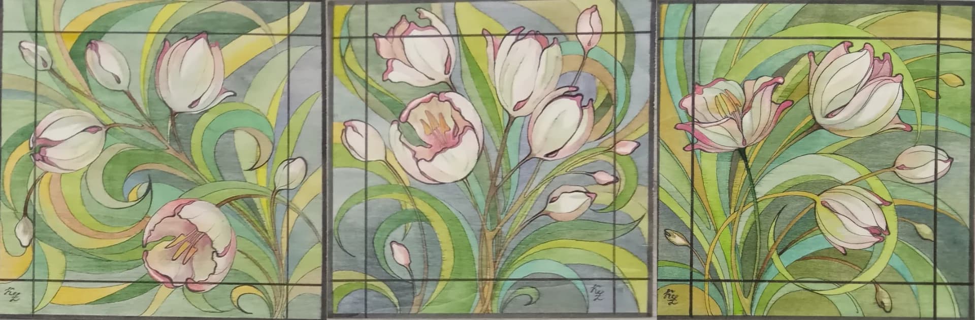 Tulips in Three Panels