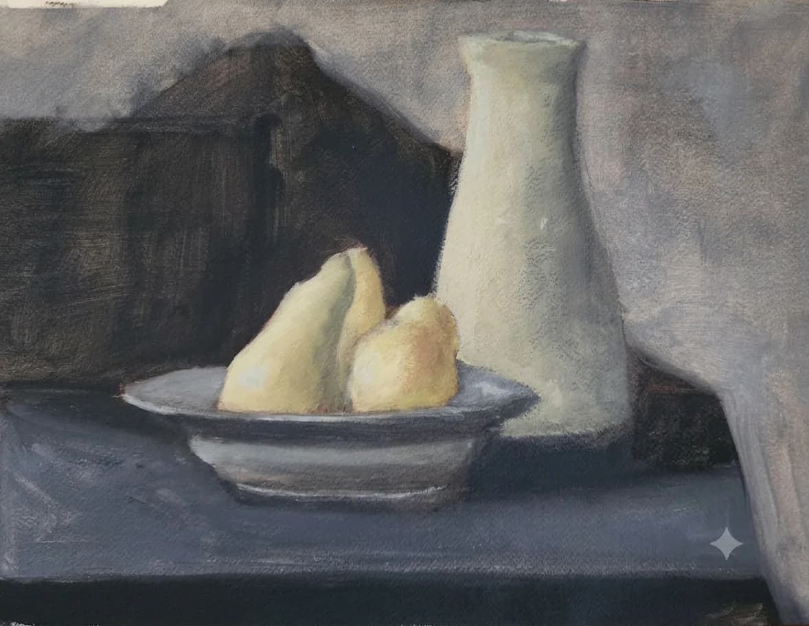 Pears and White Vase