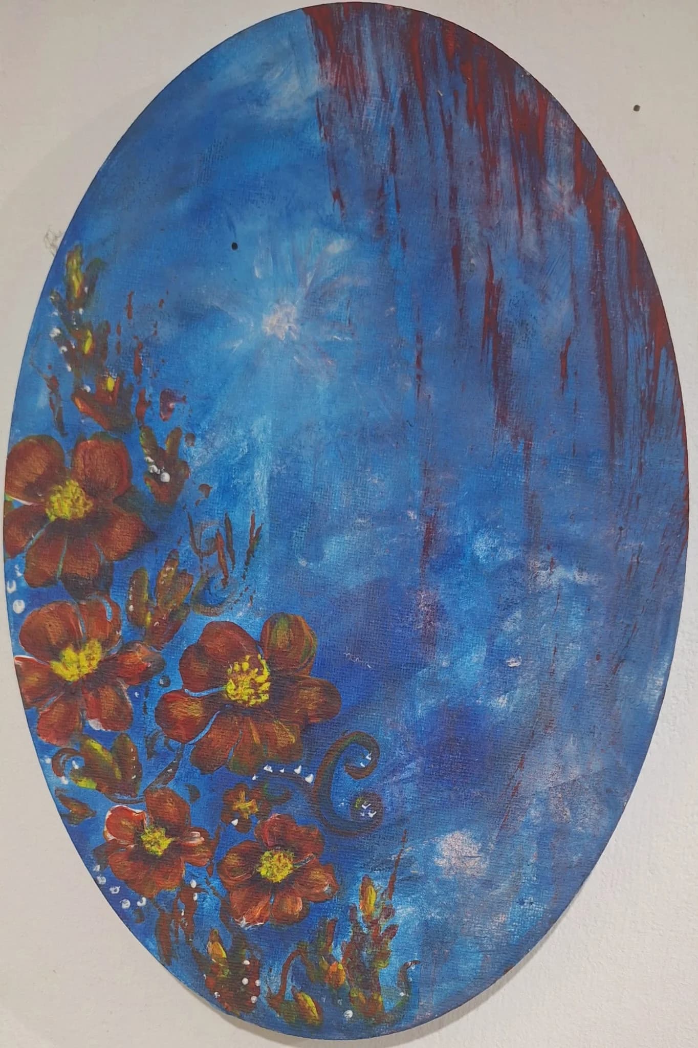 Flowers on Blue Ground