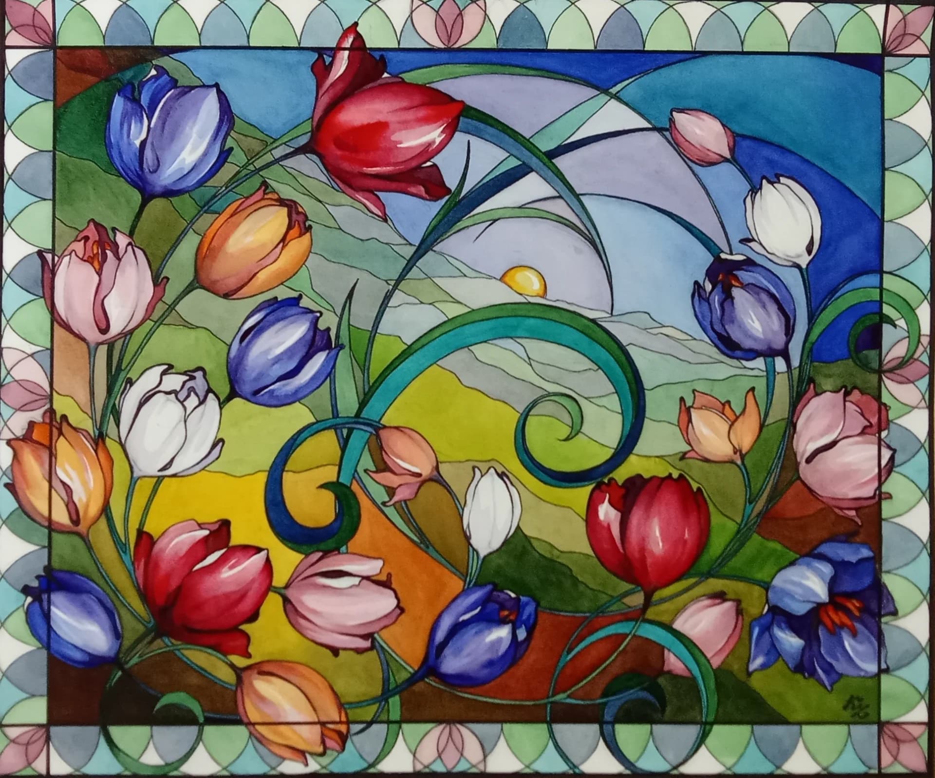 Tulips Over Rolling Hills