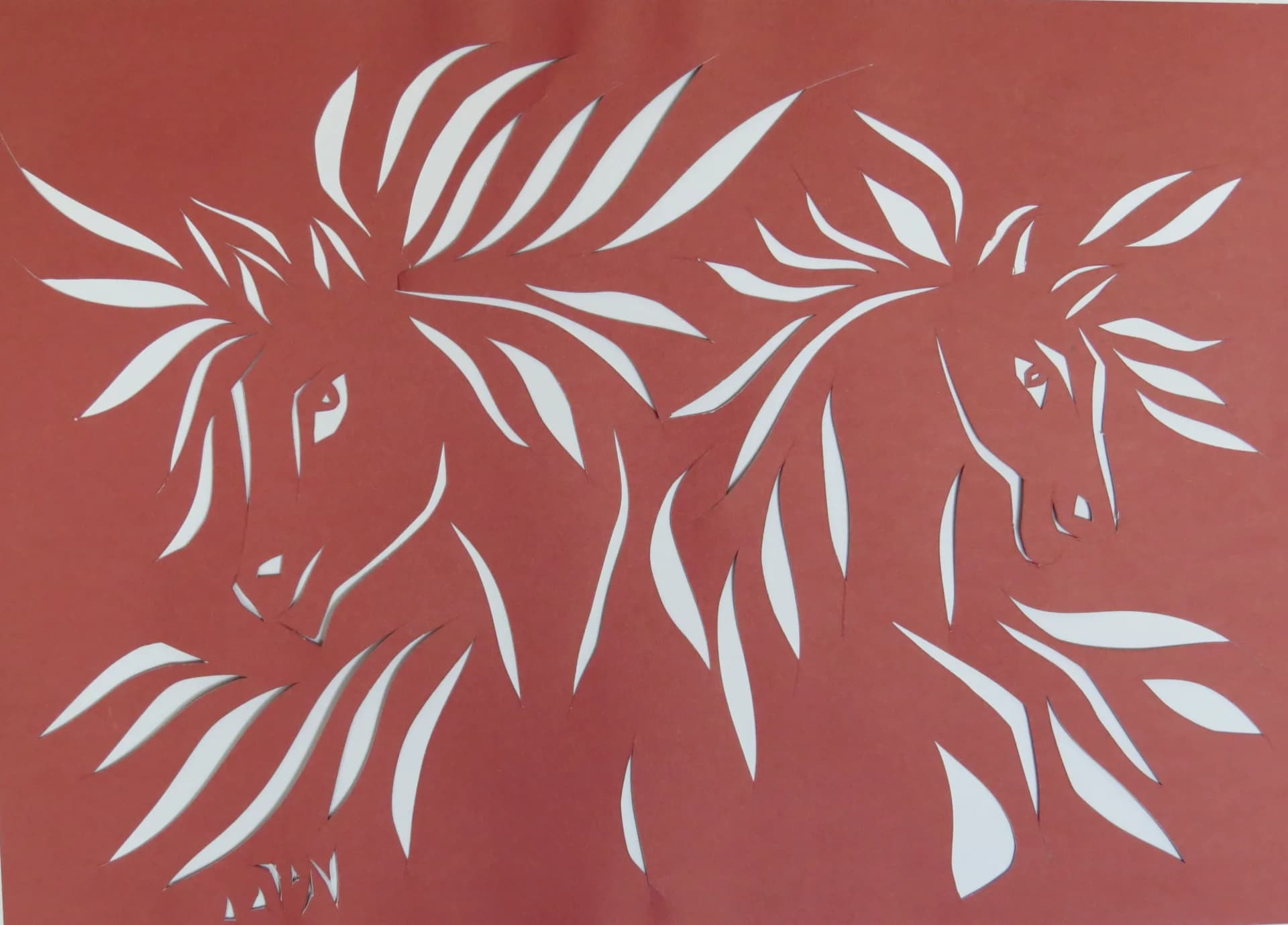 Twin Horse Profiles - Papercuts