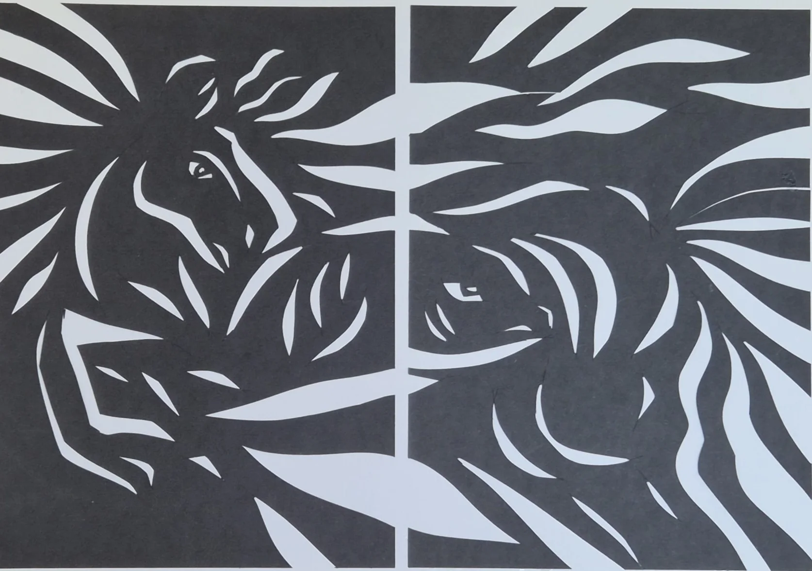 Two Horses in Silhouette- Papercuts