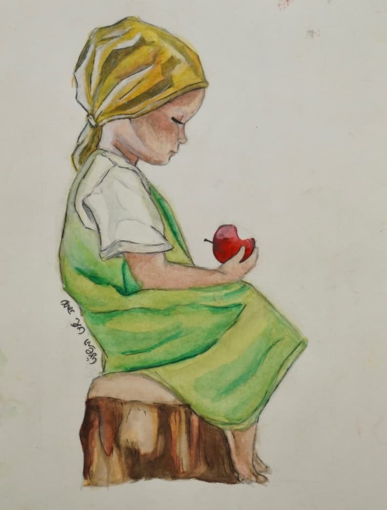 Girl with Red Apple