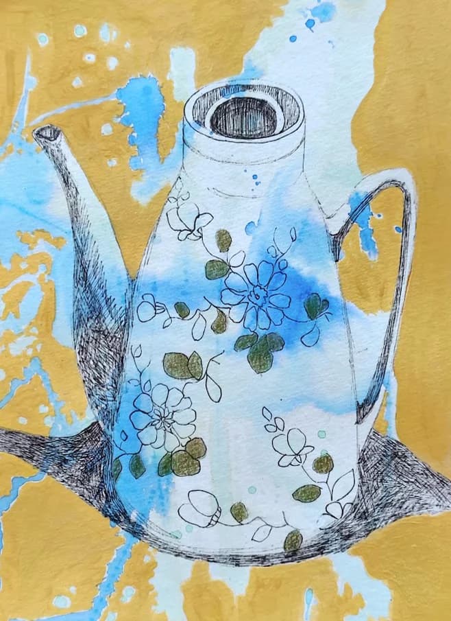 Floral Teapot Blue and White