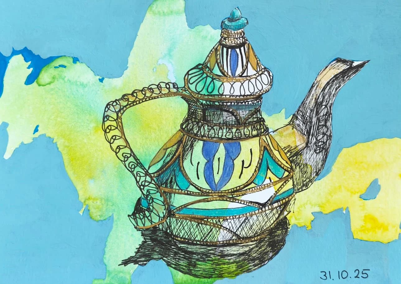Ornate Teapot in Blue