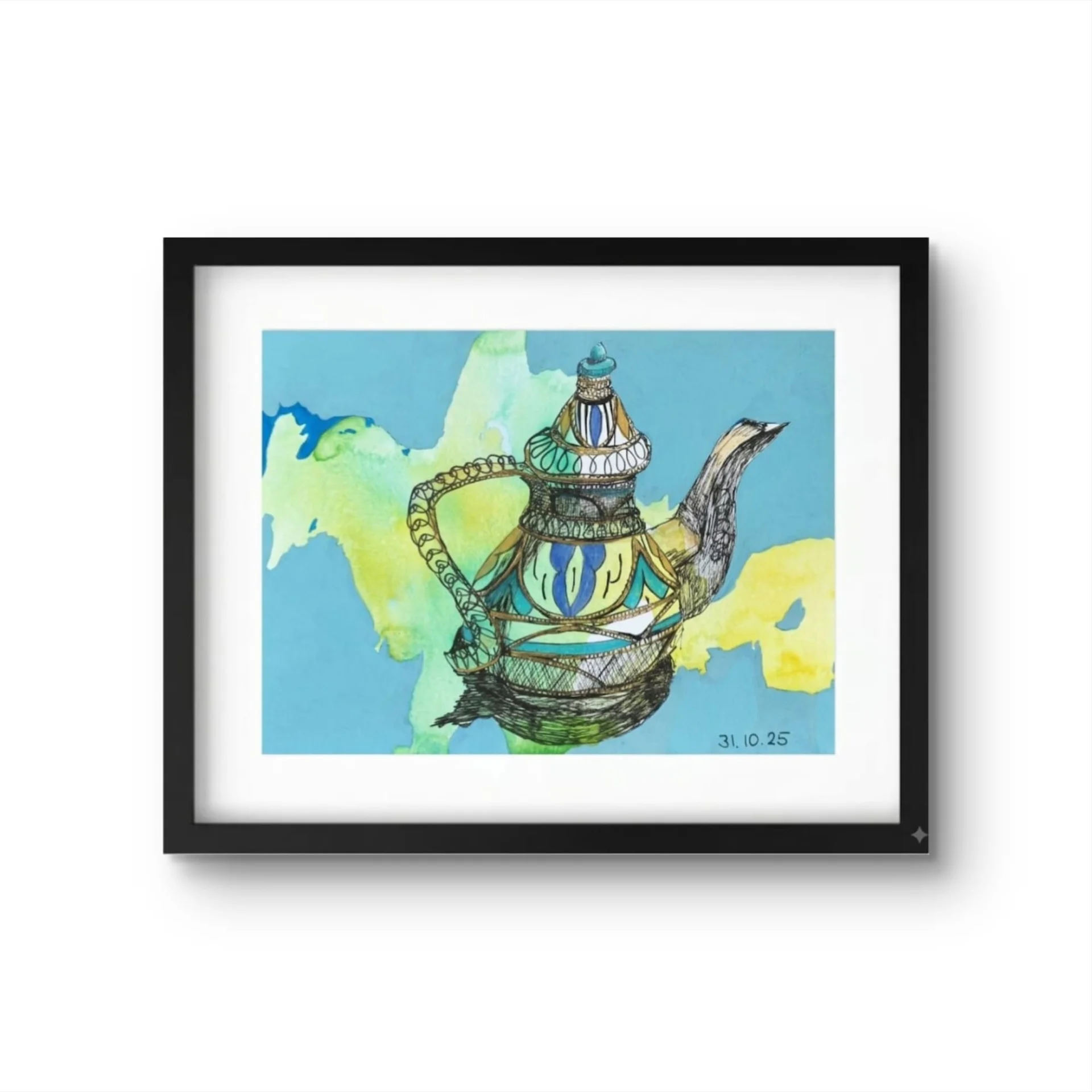 Ornate Teapot in Blue 2