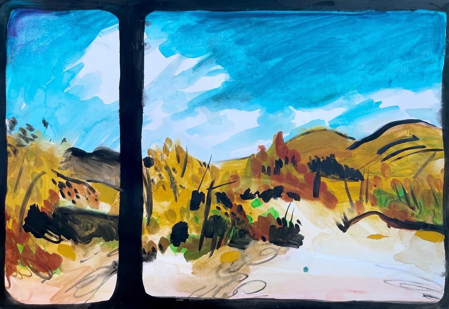 Makhtesh Ramon - Landscape Through Dark Panes