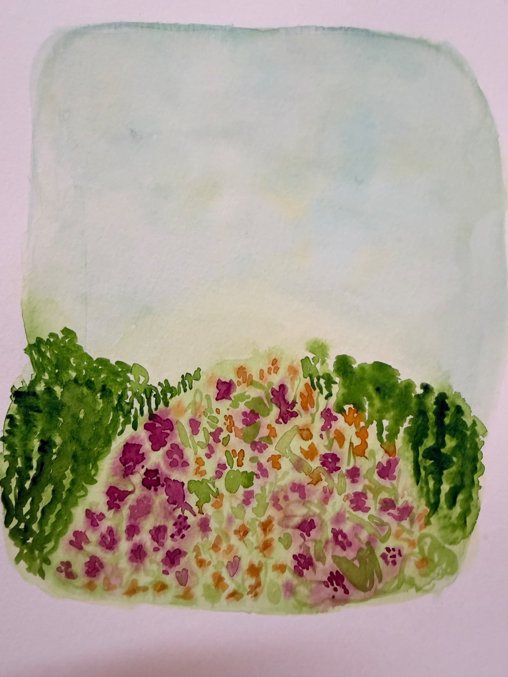 Garden Under Pale Sky