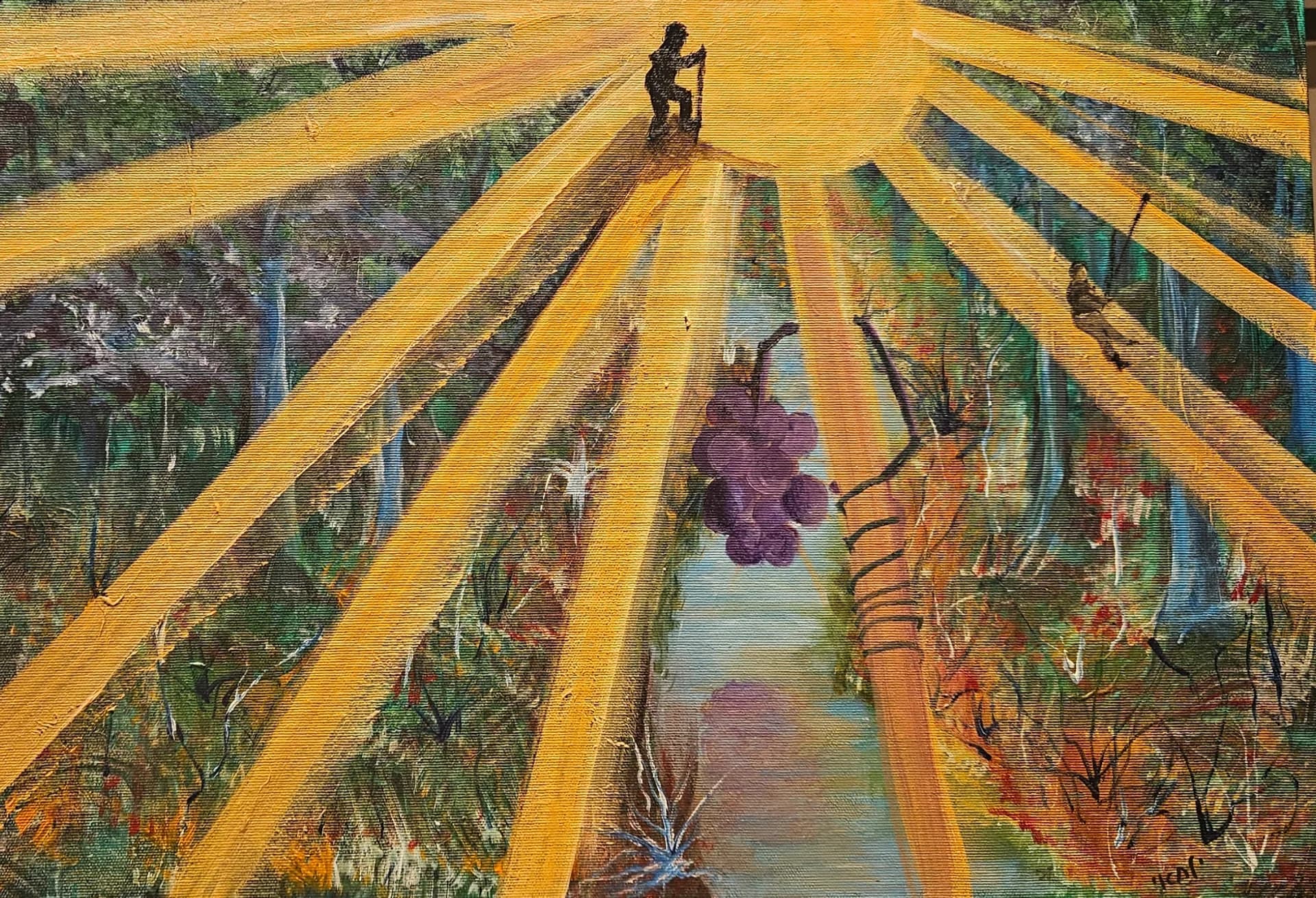 Climbers in Yellow Beams