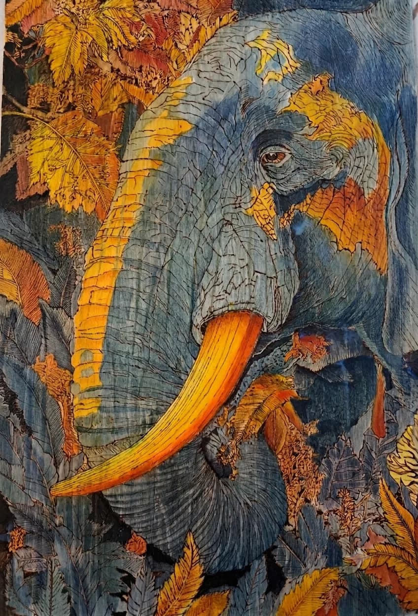 Elephant Among Leaves