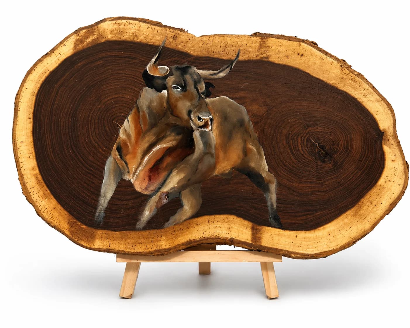 Bull on Wood Grain