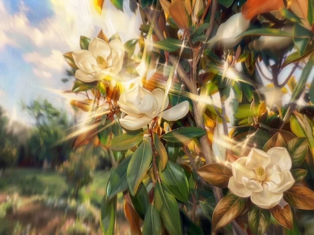 Magnolias in Golden Light