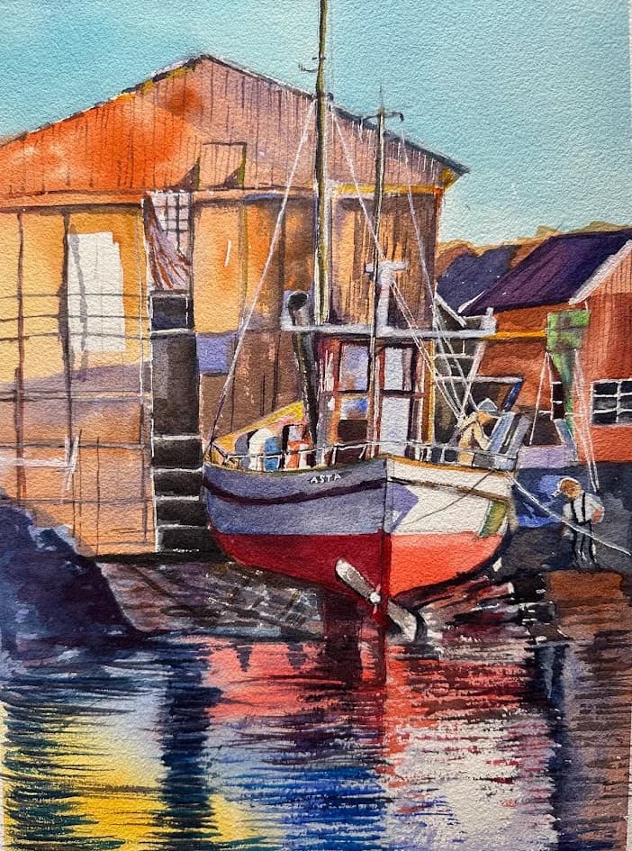 Harbor Reflections with Boat