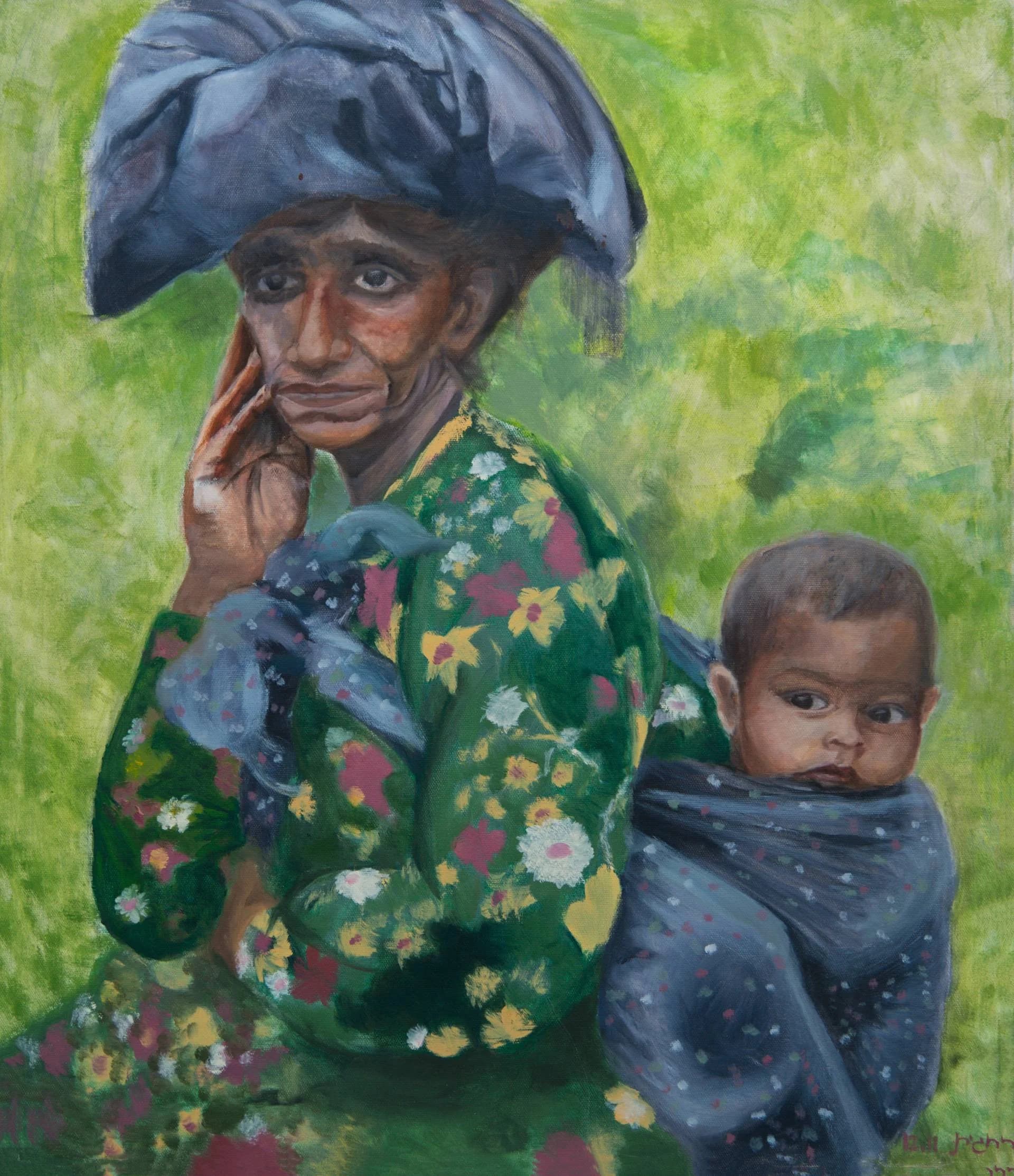 Mother and Child in Green