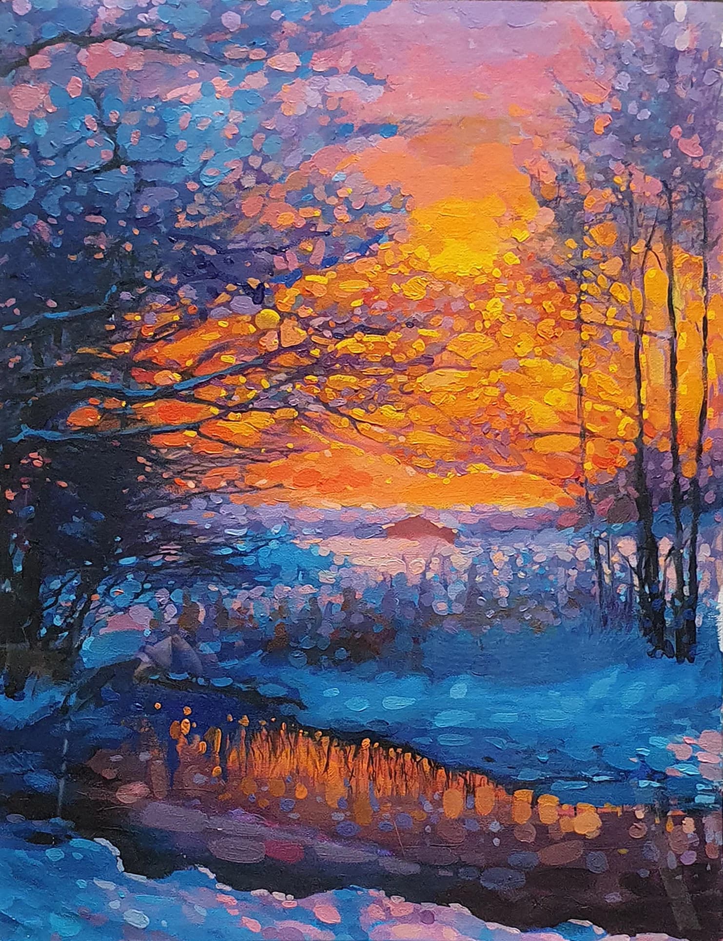 Winter River in Ember Light