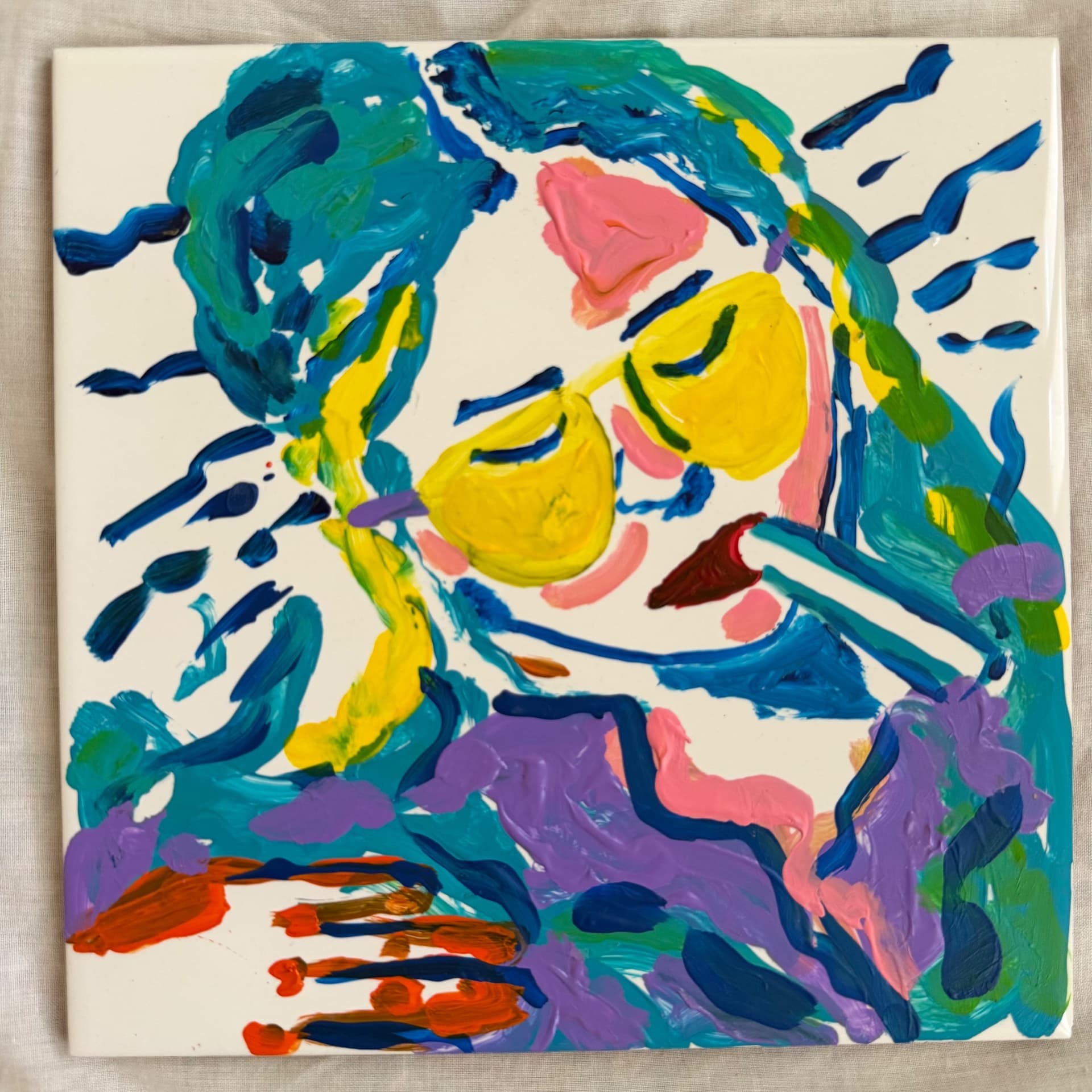 Portrait in Teal and Yellow