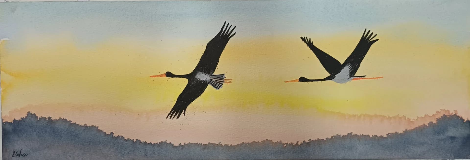 Flight Across Evening Light