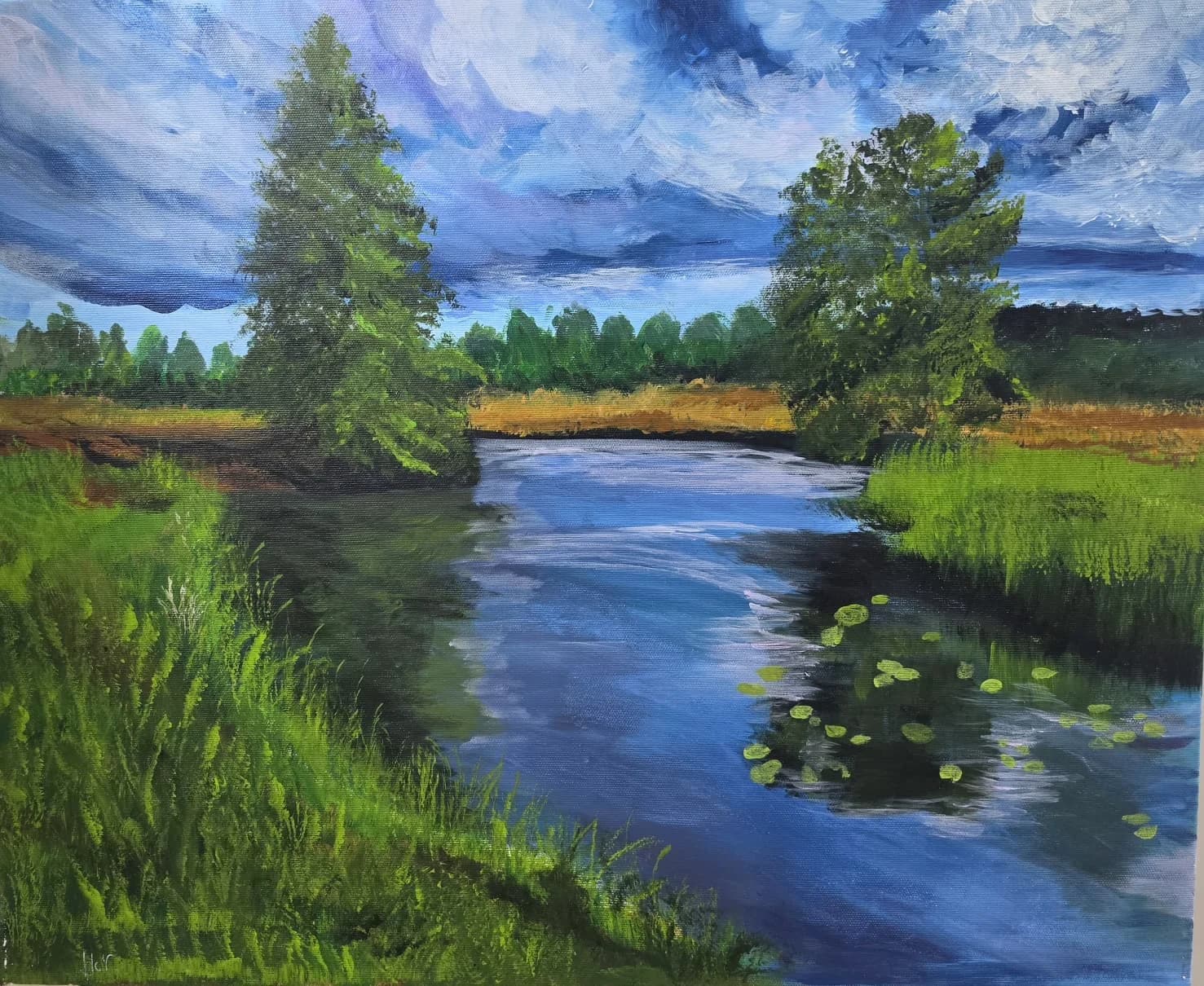 River Beneath Storm Clouds