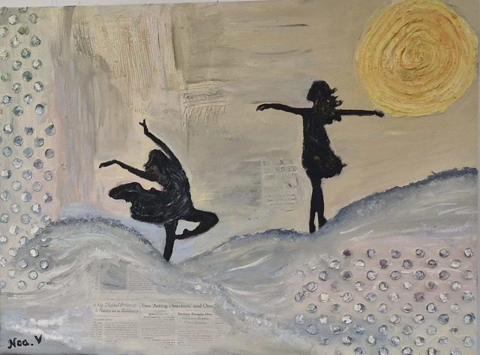 Figures Beneath a Golden Sun